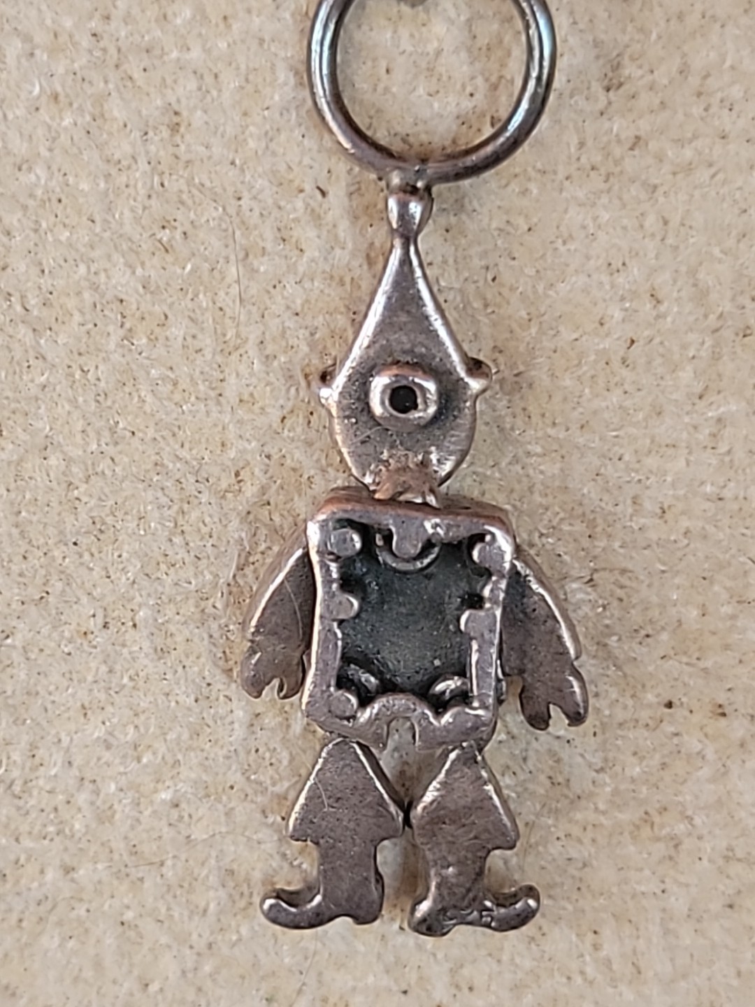 Vintage 925 Sterling Silver Articulating Clown w/Stones Charm Pendant Excellent