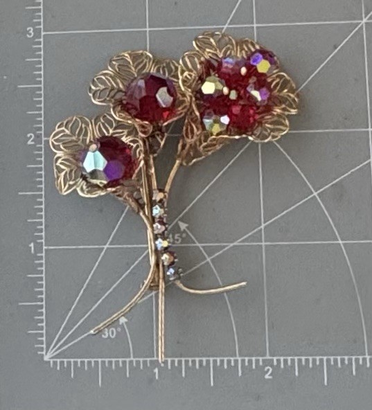 Vintage filigree flower gold tone metal