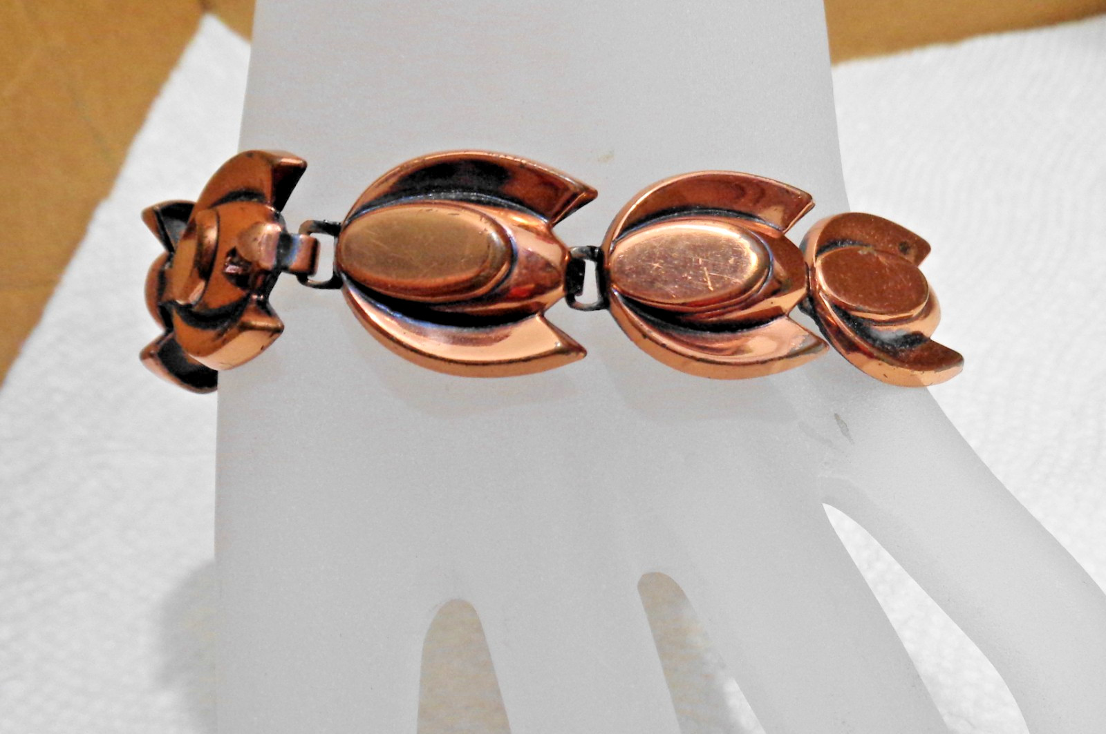 7 inch Vintage Solid Copper Renoir Stylized Tulip Bracelet 11/16″ 20.9 gm