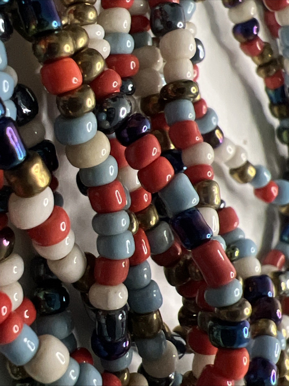 Multicolored Bead Multi Strand Statement Silver Tone Necklace Bracelet Set