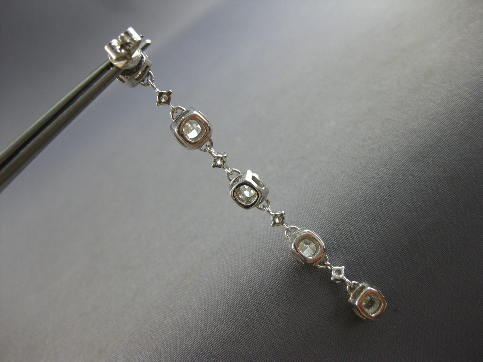LARGE & LONG 6.26CT WHITE & LIGHT FANCY YELLOW DIAMOND 18KT WHITE GOLD EARRINGS