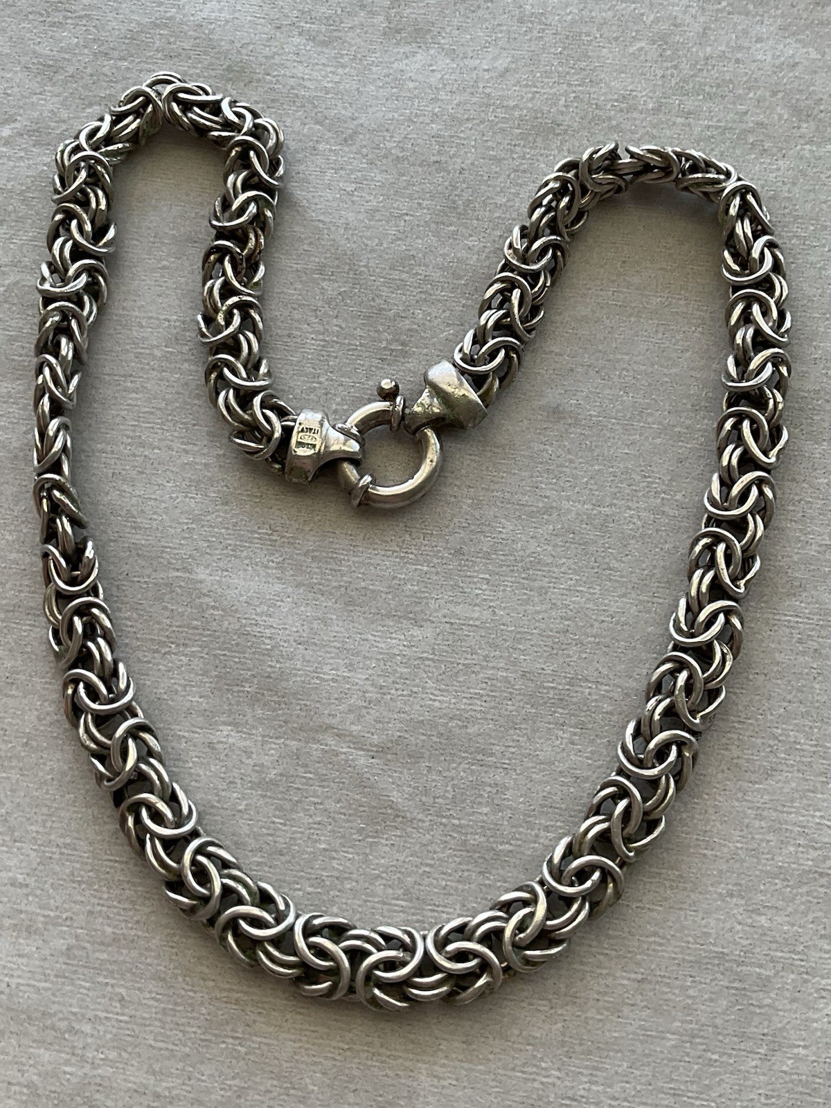 Milor Italy 925 Sterling Silver Byzantine Chain Necklace Vintage Estate Jewelry