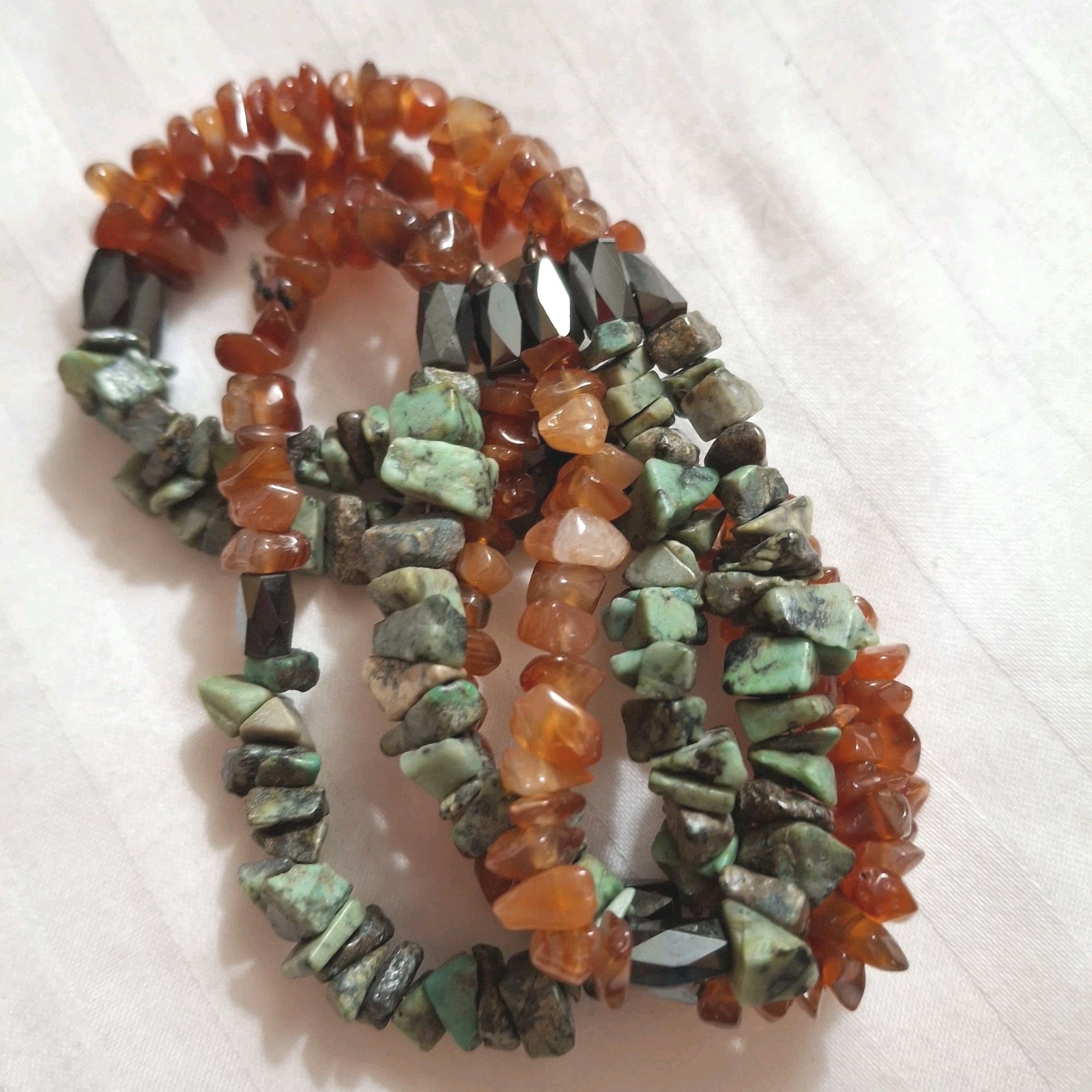 Vintage Necklace Lariet Real Turquoise Carnelian Aventurine Hematite Magnetic…