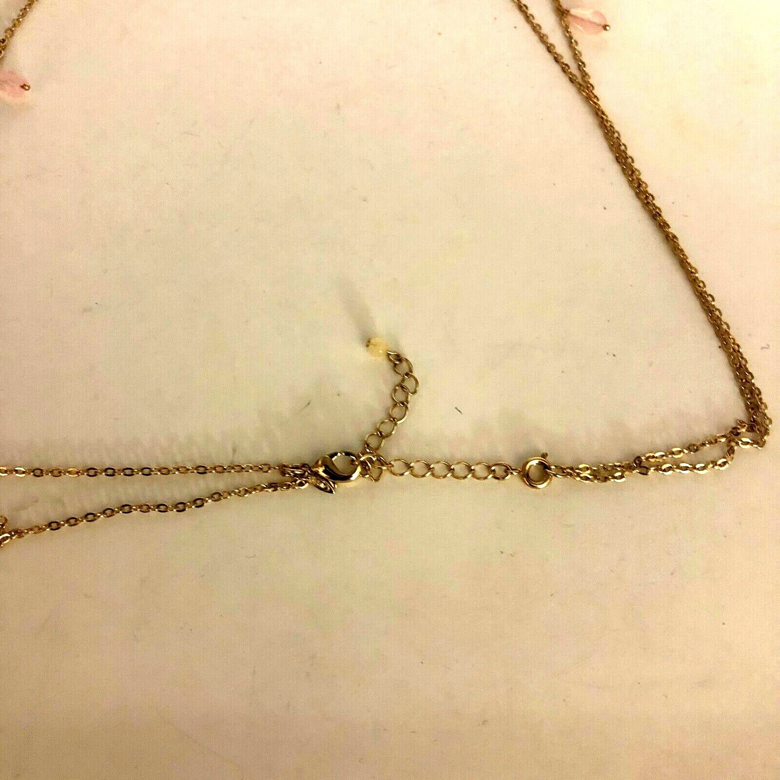 Avon Necklace Pink Long Faceted Teardrop Beaded Dangle 2 Strands