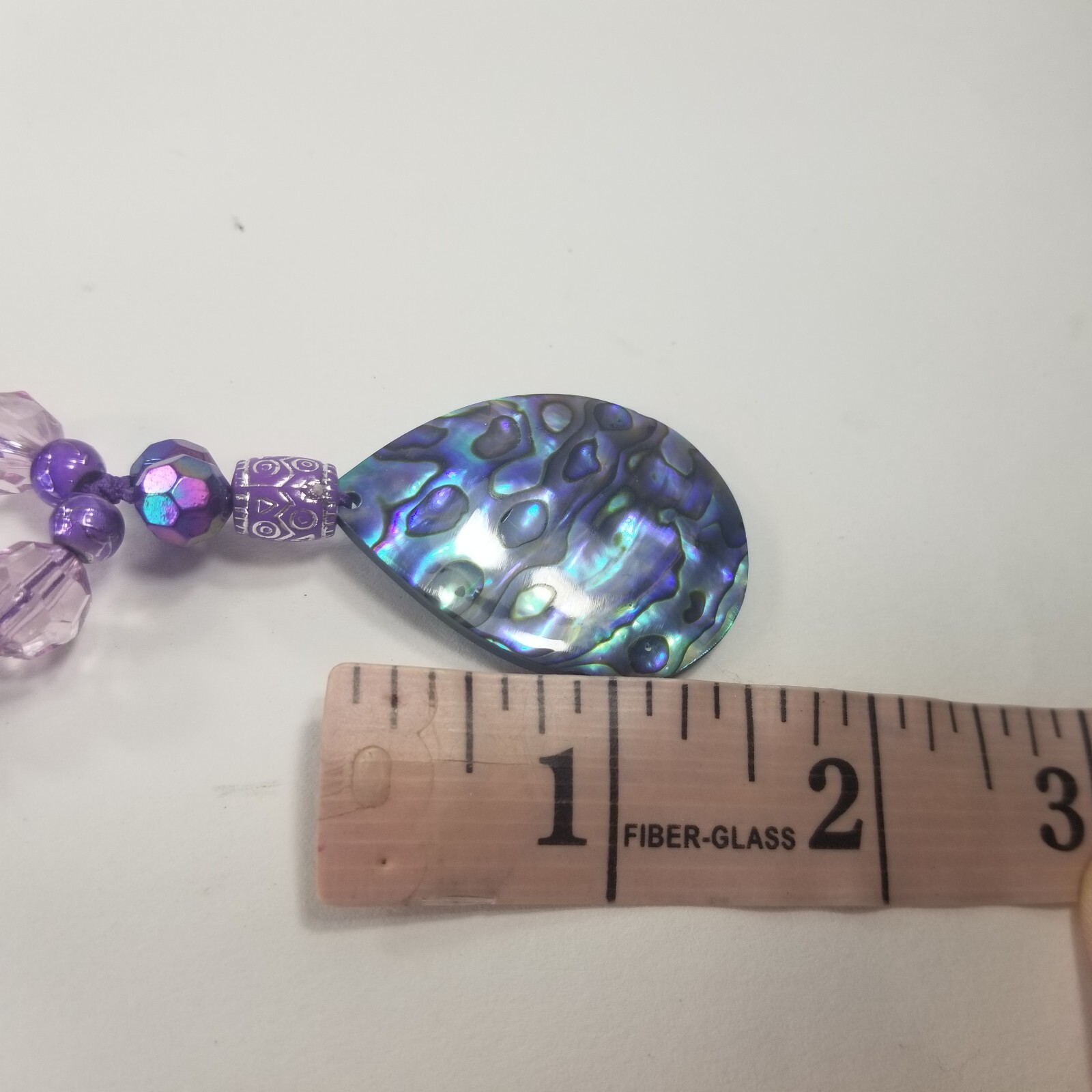 Silver tone with Faceted Purple Beads Necklace Shiny