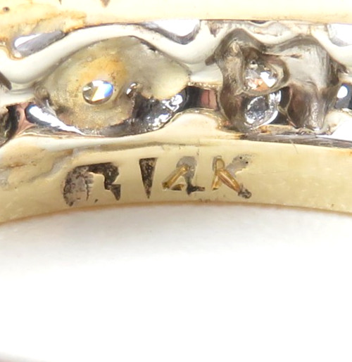 Antique Deco 1920’s 14K Two Tone Eternity Wedding Band Size 8.5 UK-Q1/2 EGL USA