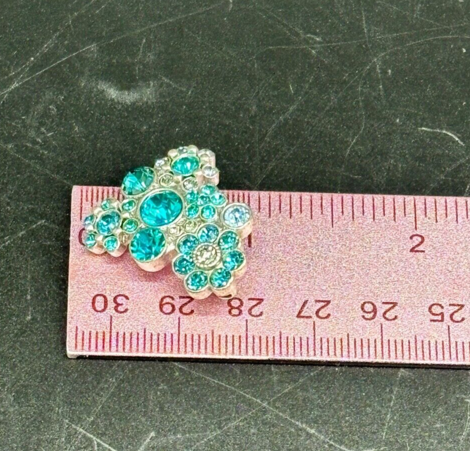 Pilgrim Blue Floral Swarovski Crystal Pin Brooch Silver Tone Setting Denmark