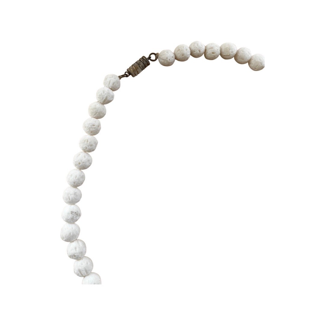Vintage Bleached Lava Stone and Pearl Choker