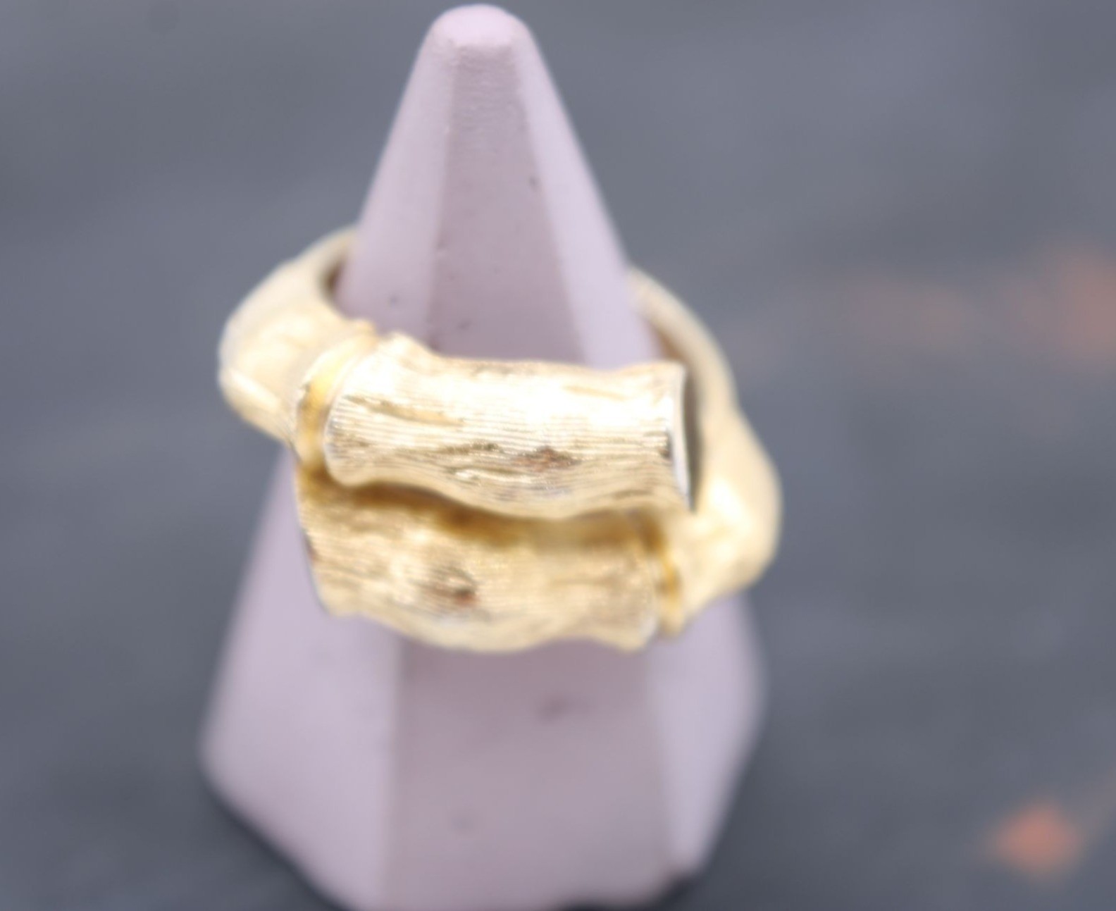 Napier Basic Bamboo Bypass Wrap Style Ring Sz 5.5 Textured Brutalist Vintage 70s