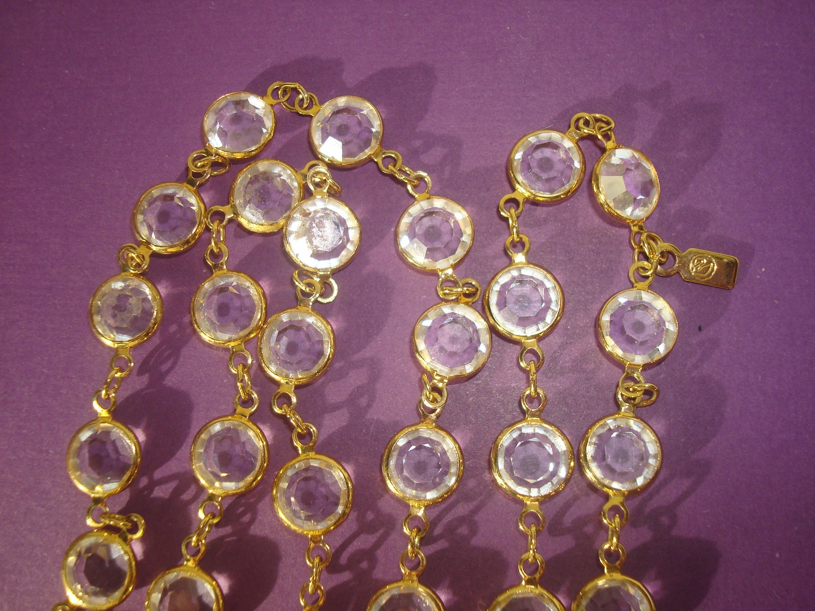 SWAROVSKI SWAN SET/LOT CLEAR CRYSTAL BEZEL NECKLACE 36″&EARRINGS,CLUSTER,DANGLE