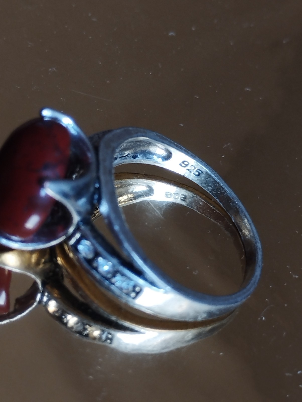 Vintage 925 Sterling Silver Red Jasper Cabochon Ring Size 8.5 (18mm) 4.88g