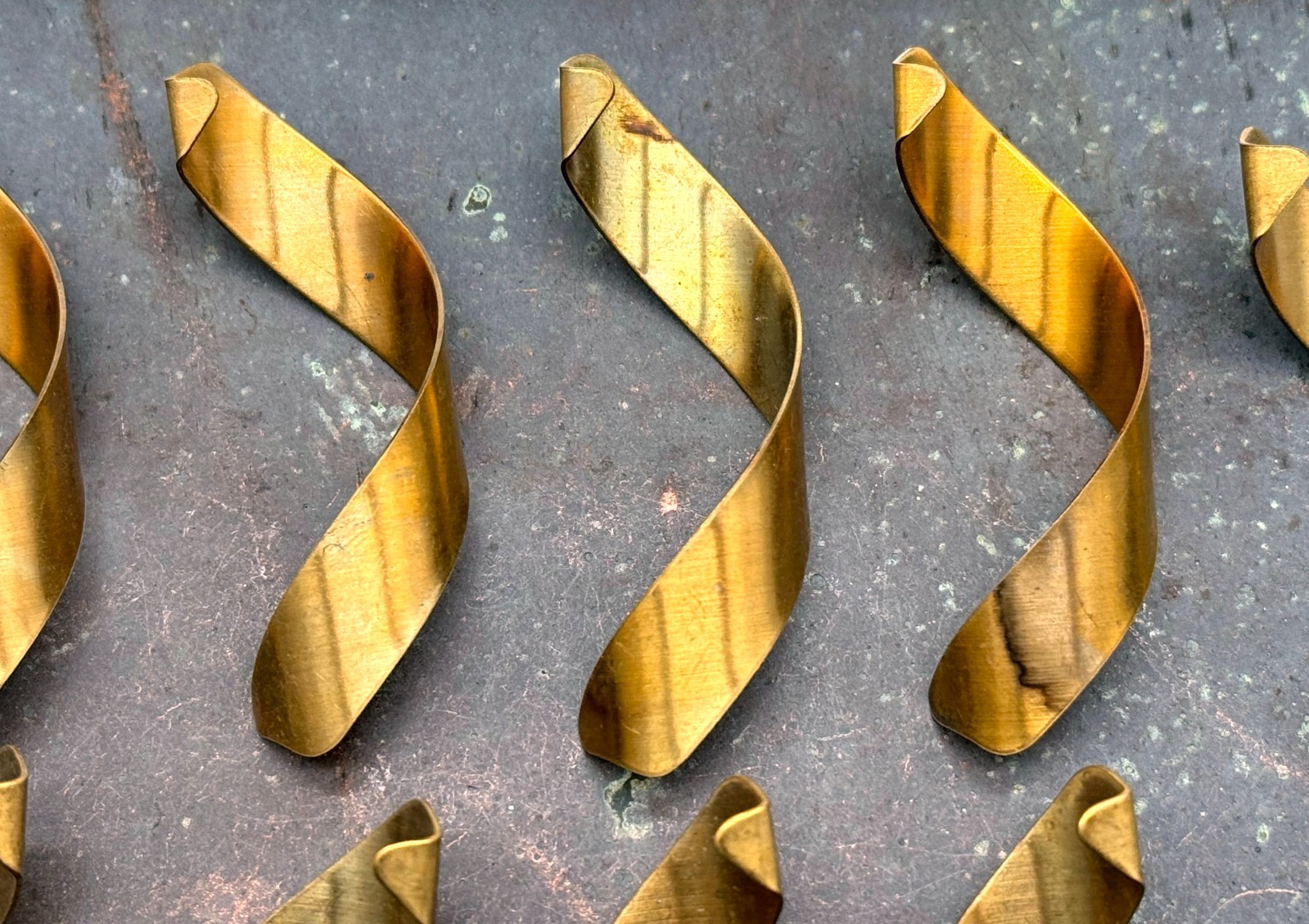Vintage Brass Long Curls Jewelry Stamping Lot of 12