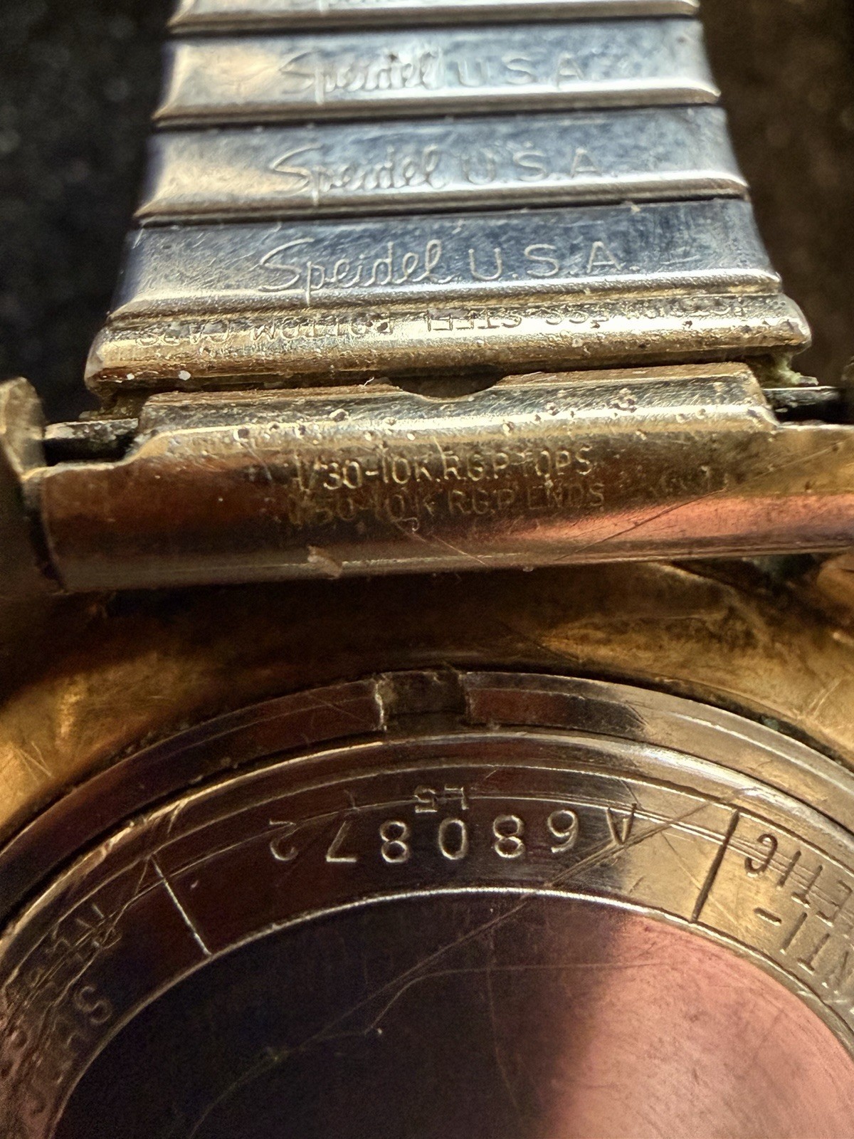 Men’s Bulova 10K Rolled Gold Bezel Watch 1950’s 10K Rolled Gold Watch Band Runs