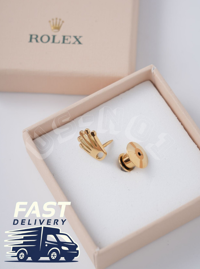 ROLEX Gold Crown Lapel Pin Tie Tack Brooch NOS Collectible AD VIP Gift Boxed