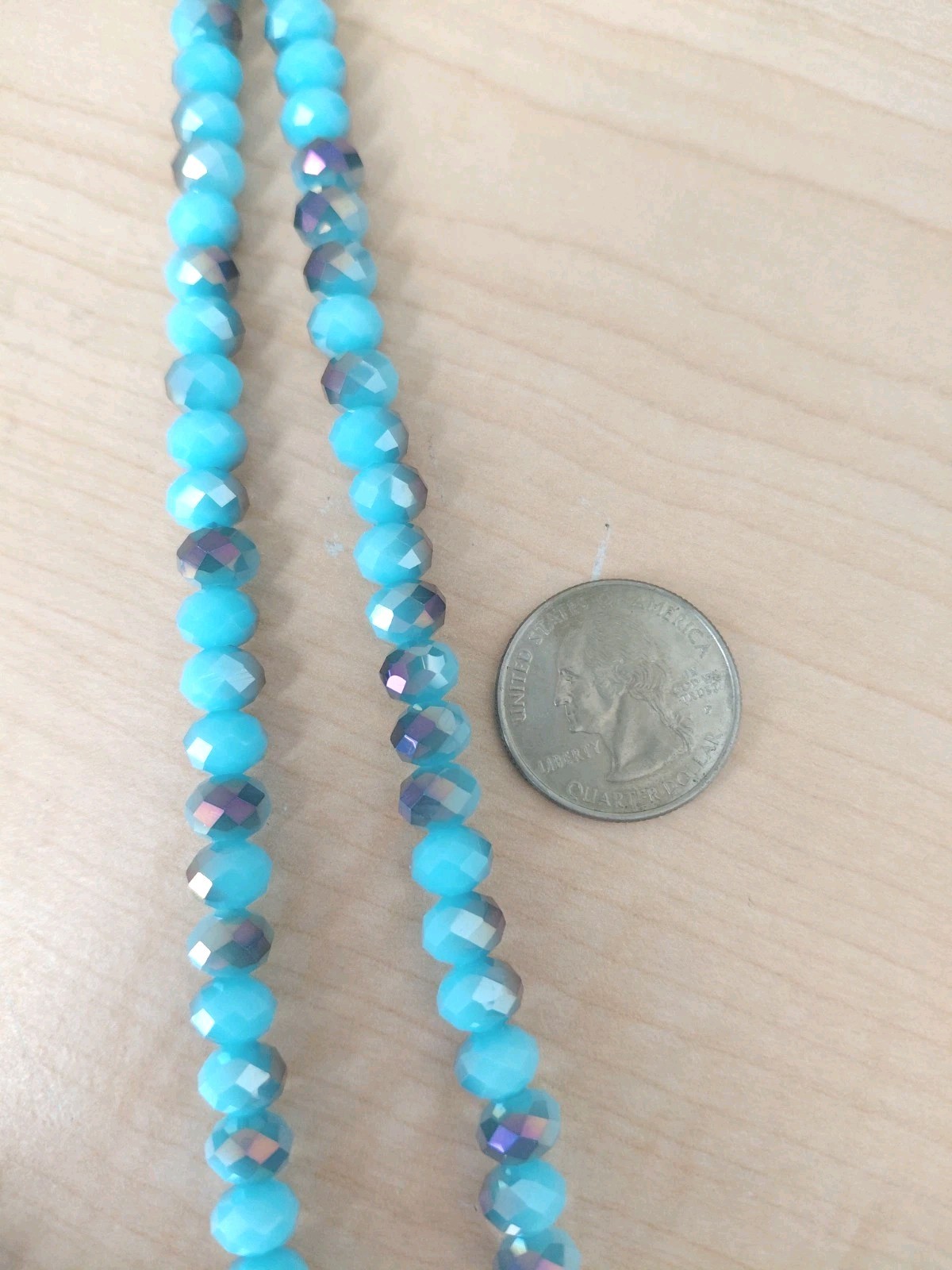 Blue AB Faceted Beaded Necklace/ Sparkling/ Very Good Condition/ No Clasp