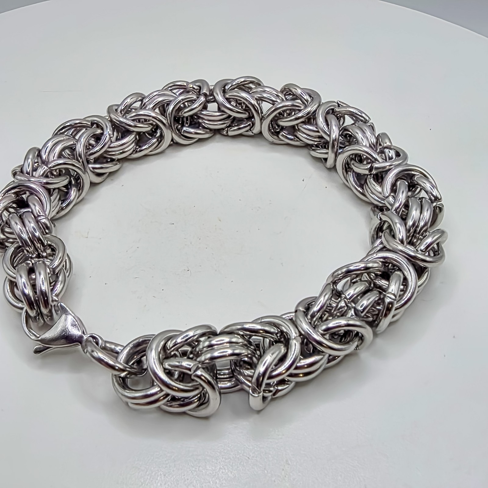 Silver Stainless Steel Byzantine Chain Xtra Large .5″ Wide Unisex 7.5″ Bracelet
