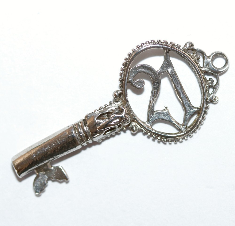 Vintage Sterling Silver Fancy 21st Birthday Anniversary Key Charm 1.8g