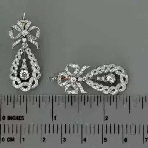 Vintage Art Deco Style Lab Created Diamond Engagement 14K White Gold FN Earrings