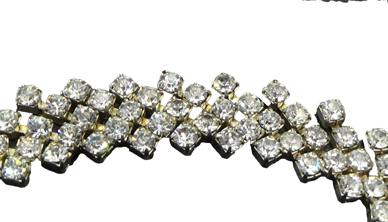 Vintage Prong Set Rhinestones Bracelet Featuring Rhinestone Drop Dangle