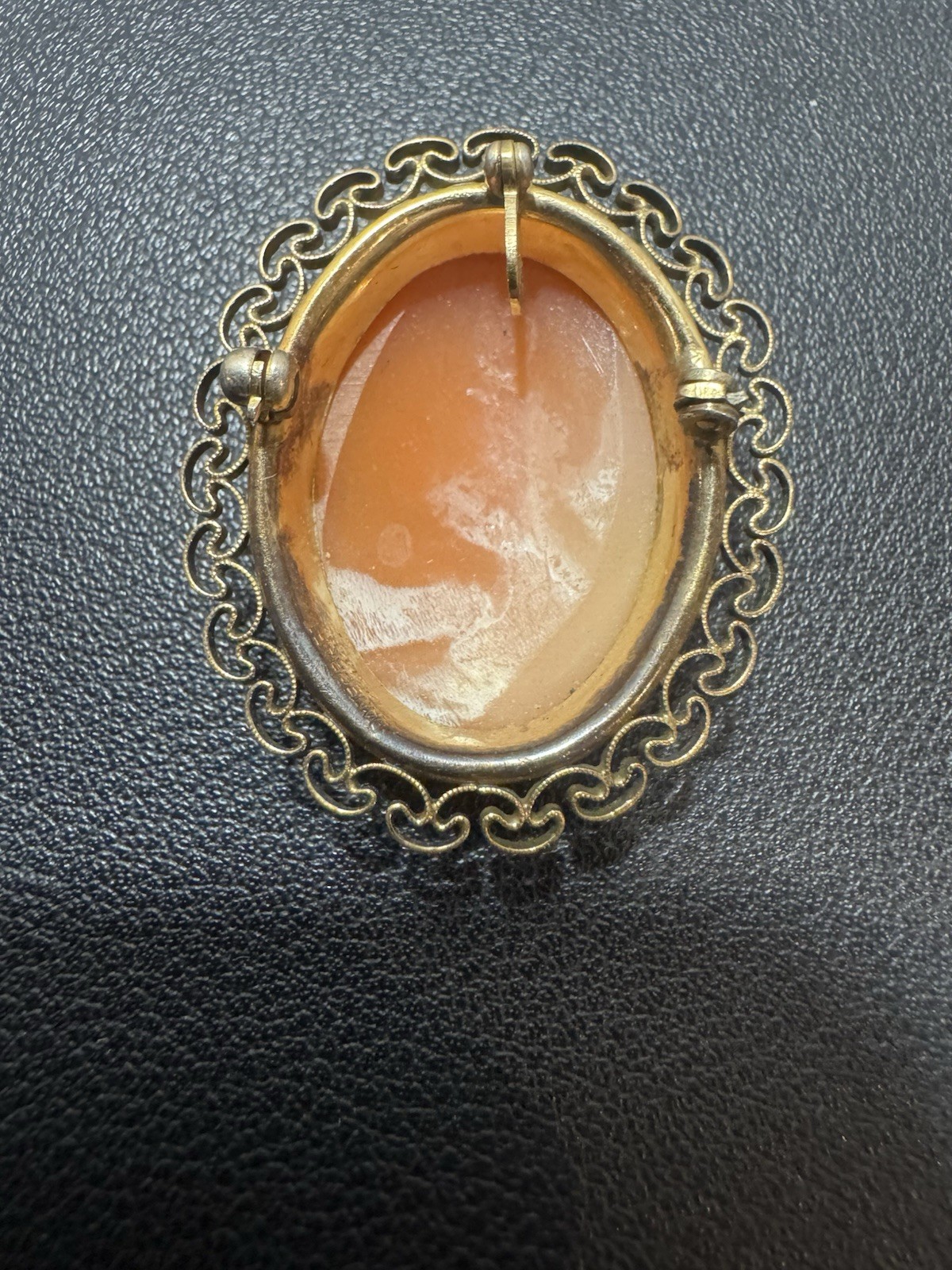 DANECRAFT Vtg 12K GOLD FILLED SHELL CARVED CAMEO PIN PENDANT
