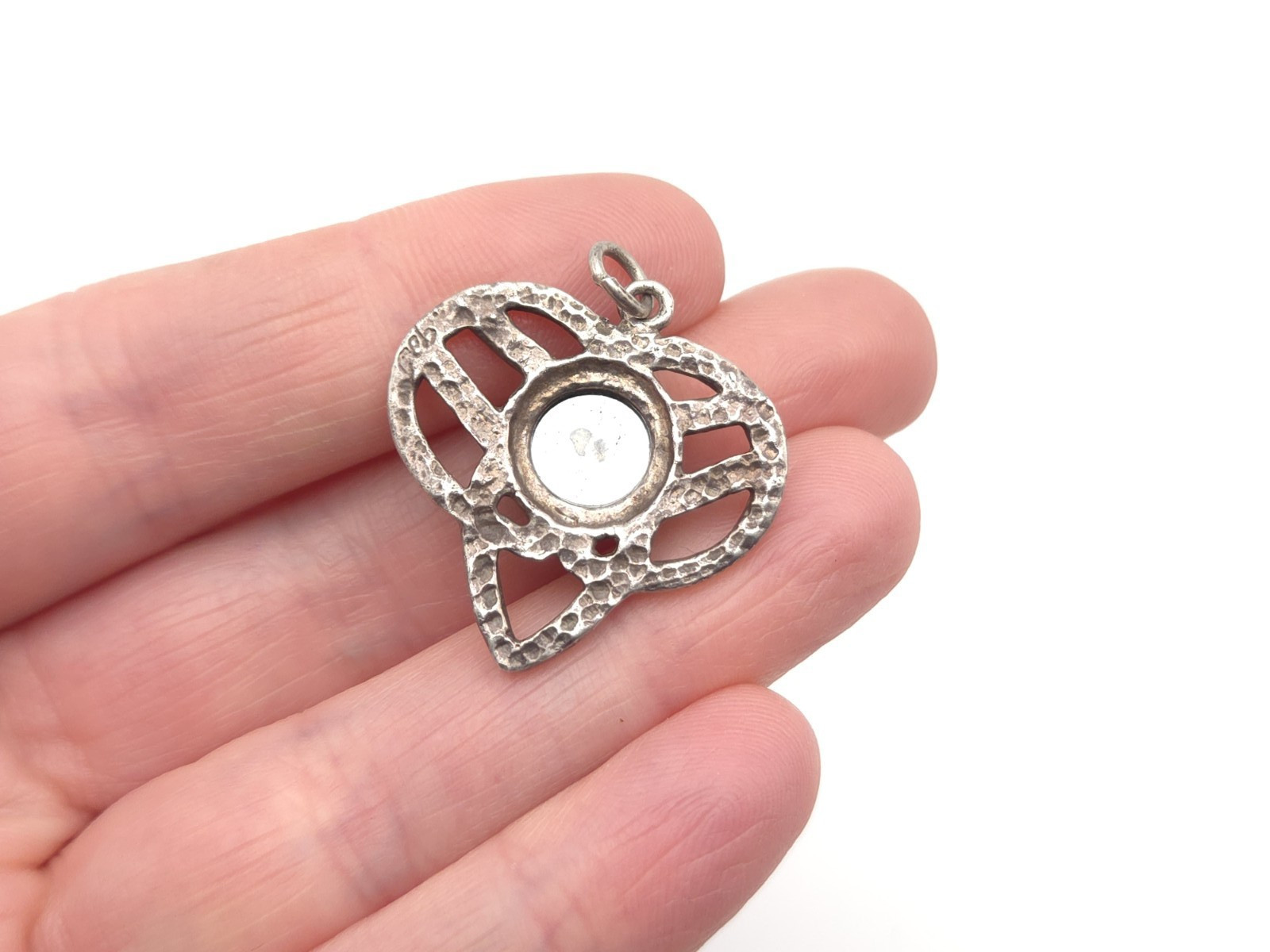 Vintage Sterling Silver Hematite Stone Celtic Knot Heart Pendant for Necklace