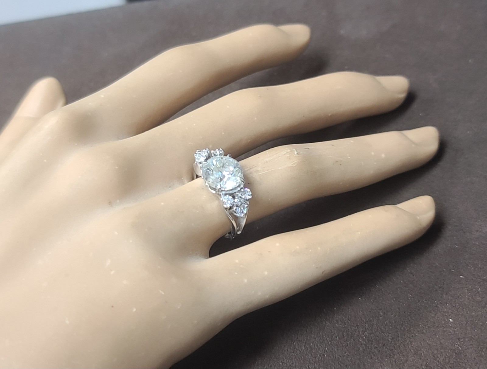 Vintage 14k White Gold Engagement Ring 2.82CT. Natural Round Diamond Circa 1950s