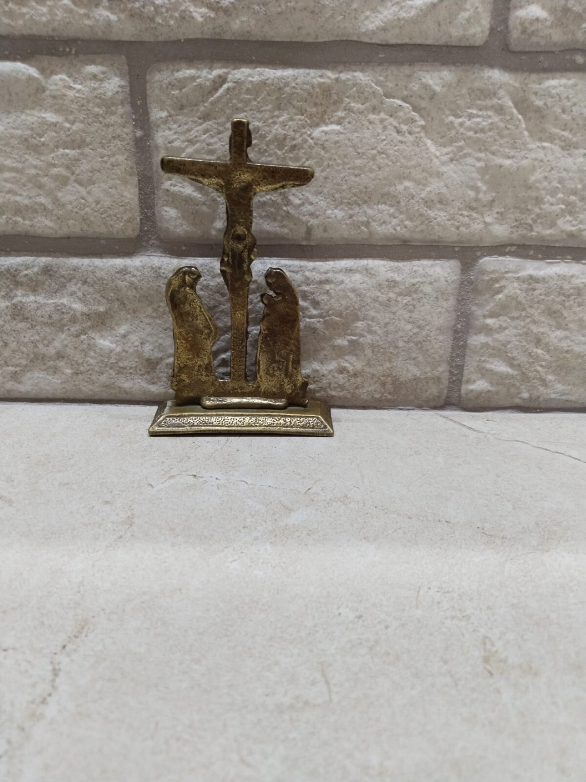 Vintage Cross John the Apostle Mary Good Friday Statue Hand Made INRI Holy Land