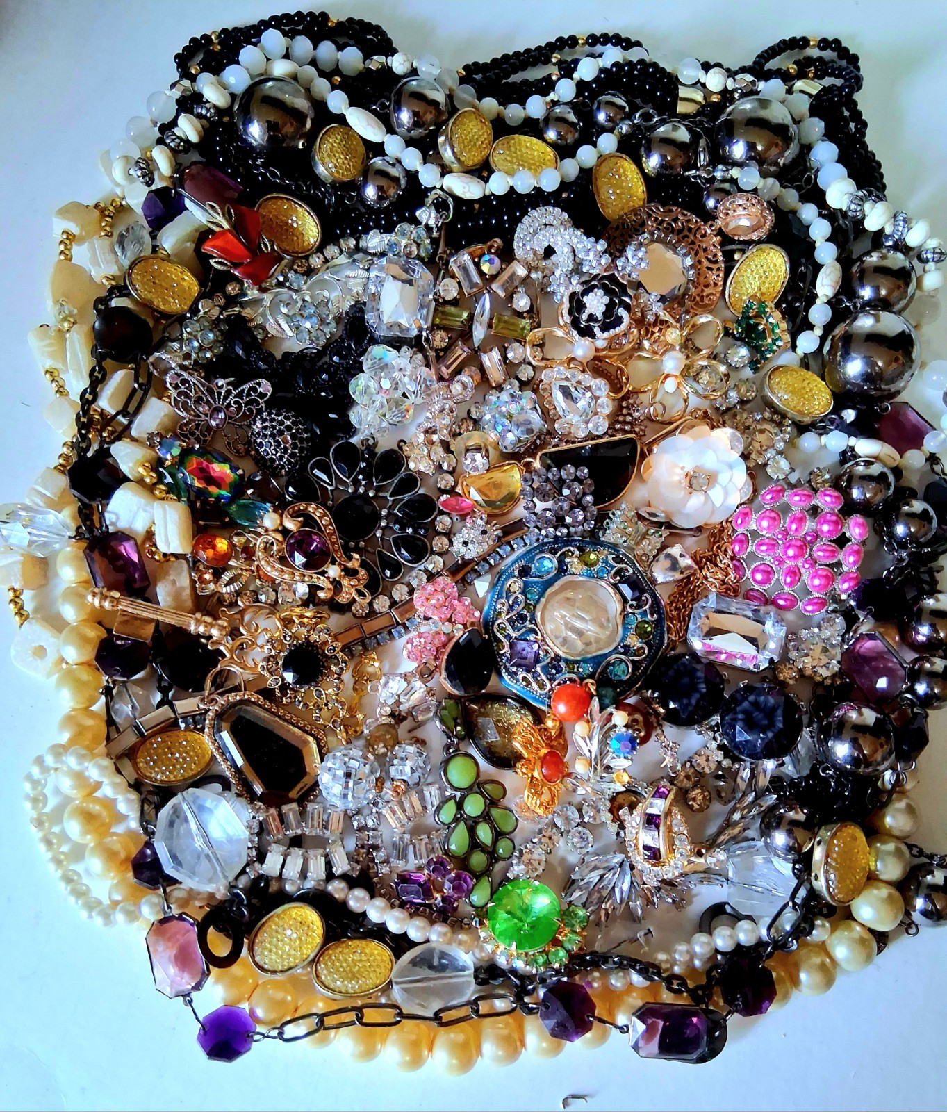 Vintage Rhinestone Crafting Lot Some For Resell And Wearable Lots Of Bling Fun