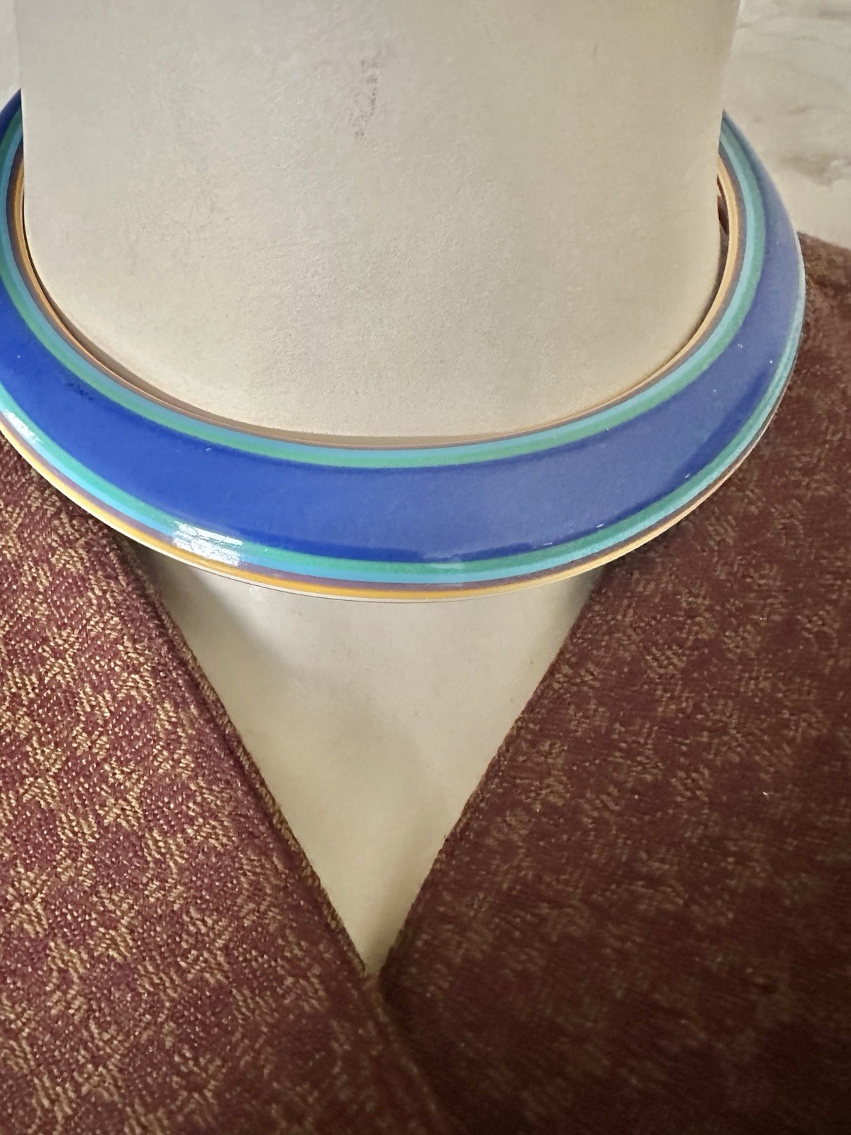Vintage Collar Or Choker Necklace In Rainbow Layered Laminated Cellulose Acetate