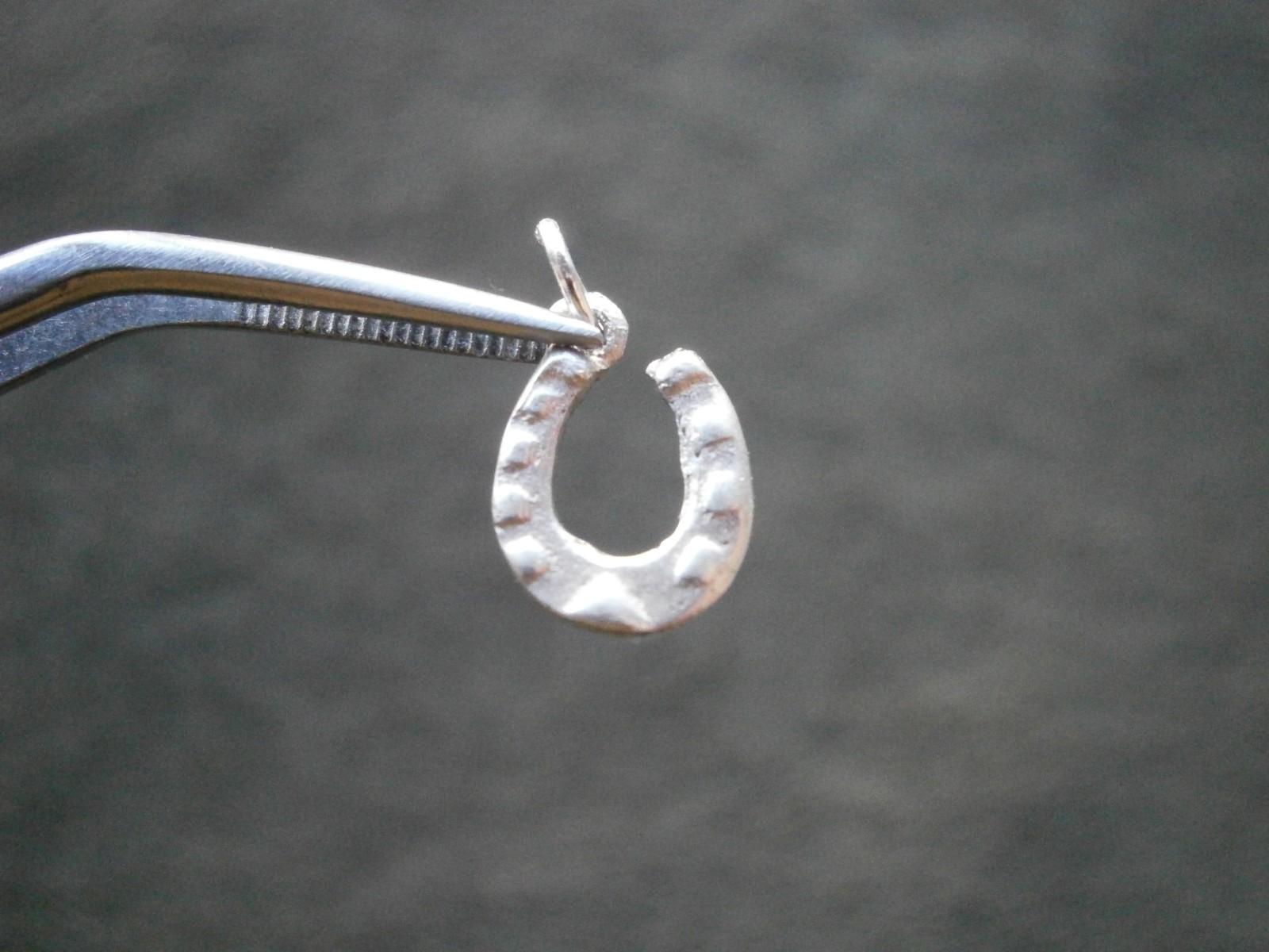 TINY Lucky Horseshoe Vintage Shiny Sterling Silver Bracelet Charm Pendant
