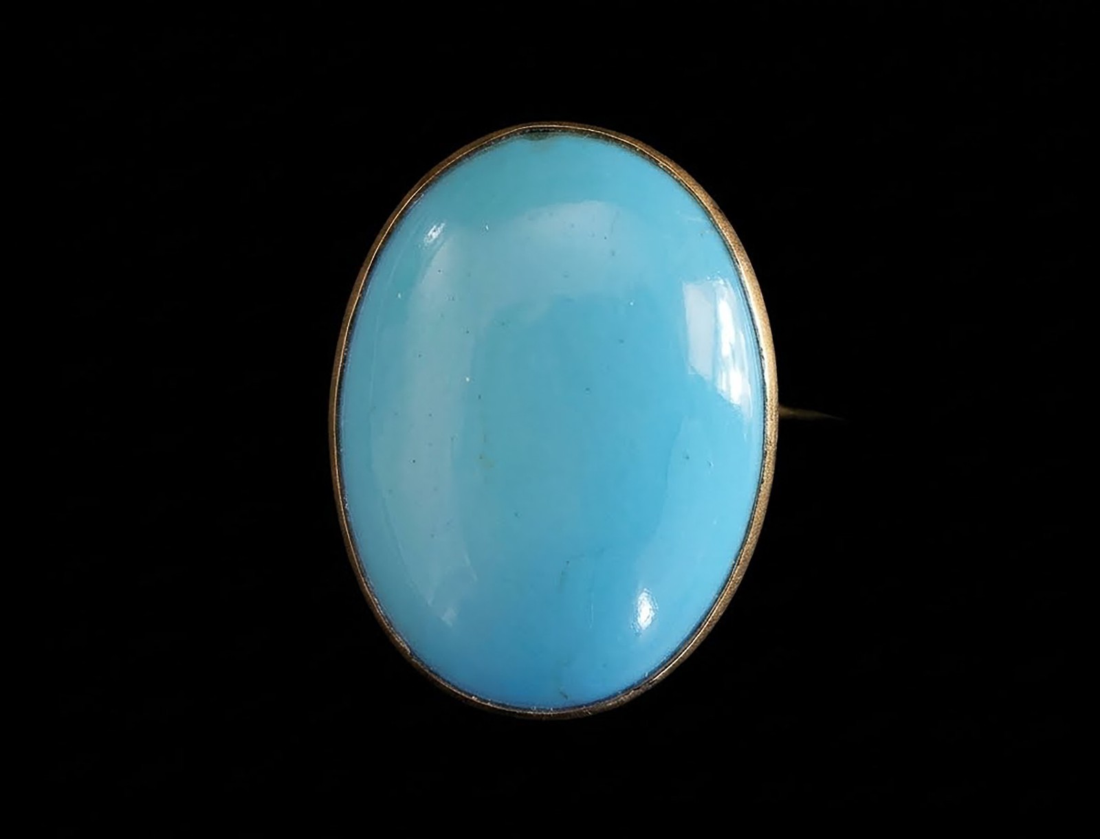 Victorian Turquoise Glass & Gilt Metal Brooch – Czech Republic – Circa 1900