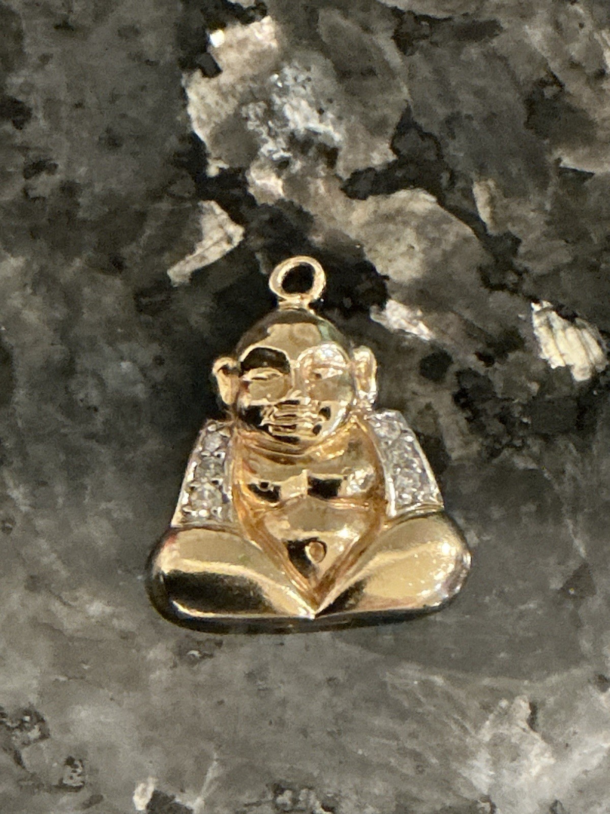 ESTATE VINTAGE 14K GOLD DIAMOND BUDDHA LUCKY CHARM