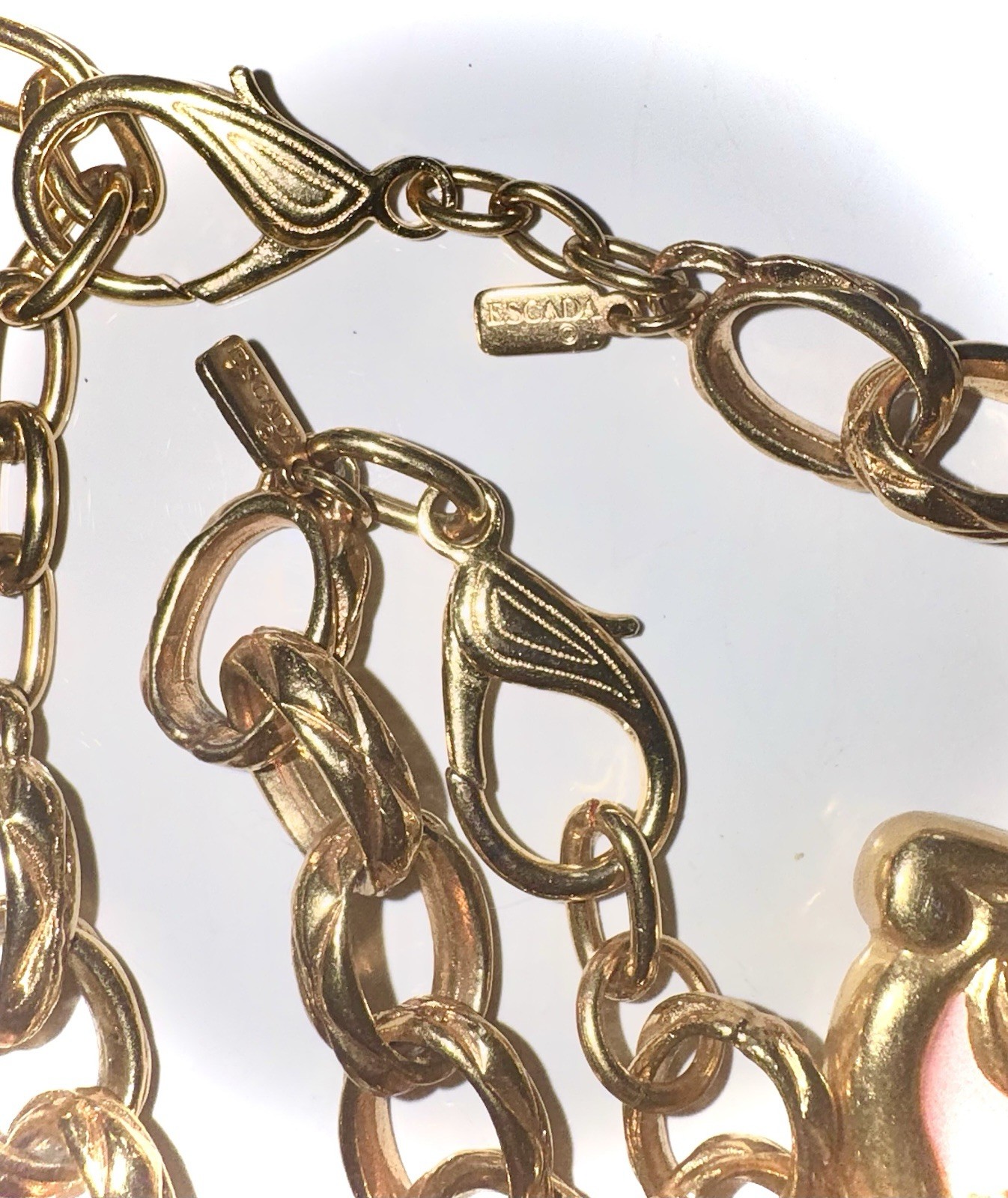 Amazzzzing Vintage Escada Chunky Pink Heart Necklace & Bracelet, Signed, 1987!