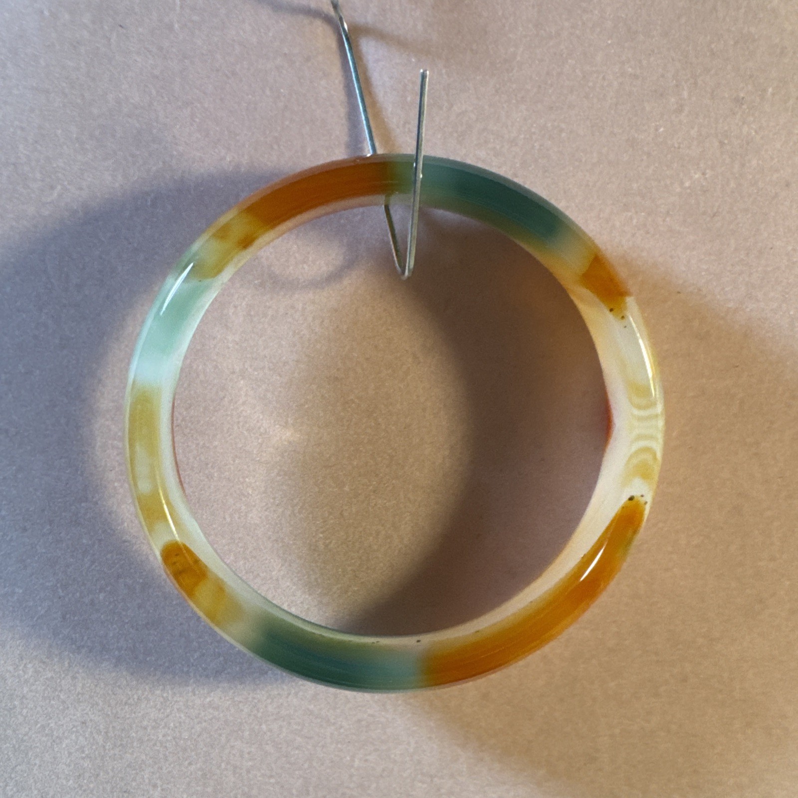 Jadite Or Agate Stone Bracelet Vintage