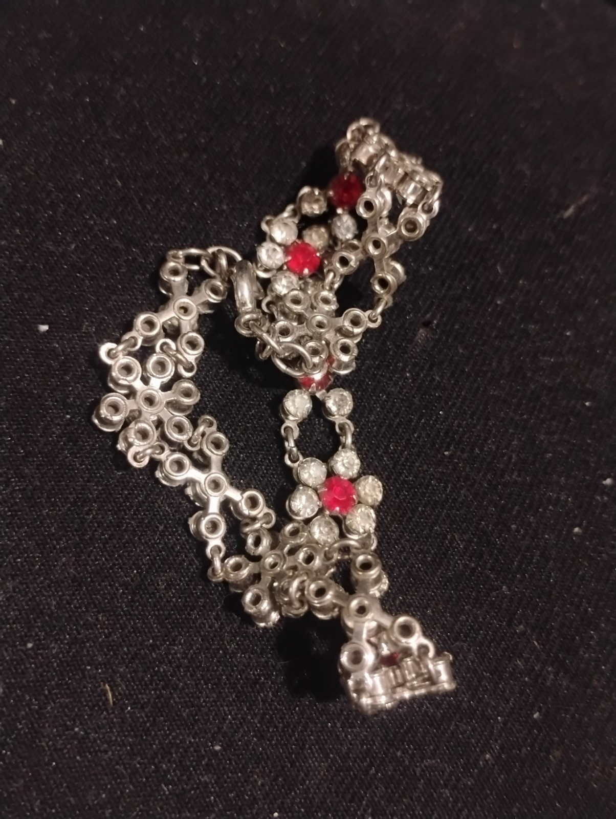 Classic Vintage Floral Multi Stone Bracelet 7inch Sterling Silver Unmarked