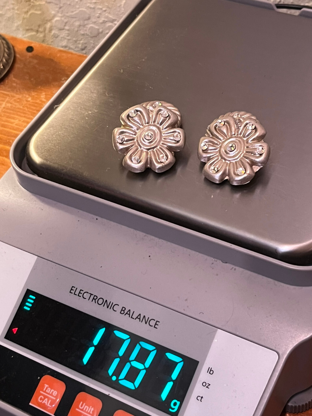 Jeff Lieb Floral Earrings Door Knockers Removable Ring Dangle Clip On Rhinestone