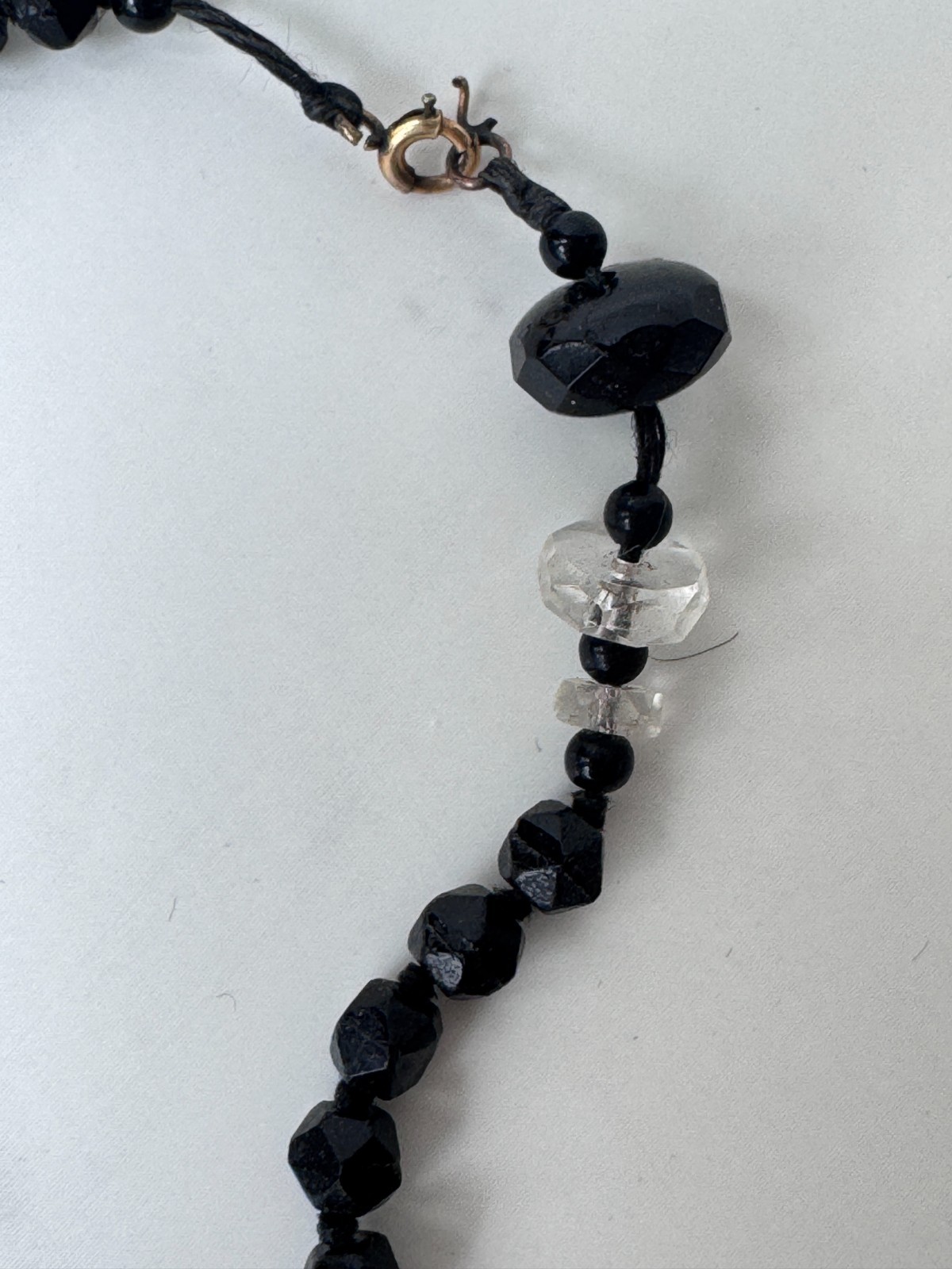 Antique Victorian Black Jet Mourning Fancy Bead ROPE Necklace, Repair NEEDED