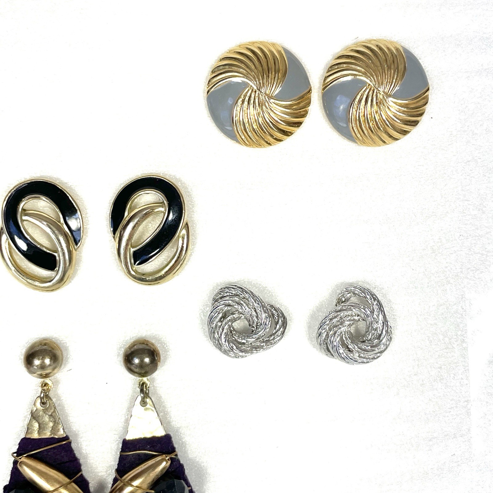 Vintage 80s 90s Earrings Lot 9 Pairs Enamel Gold Tone Stud Dangle