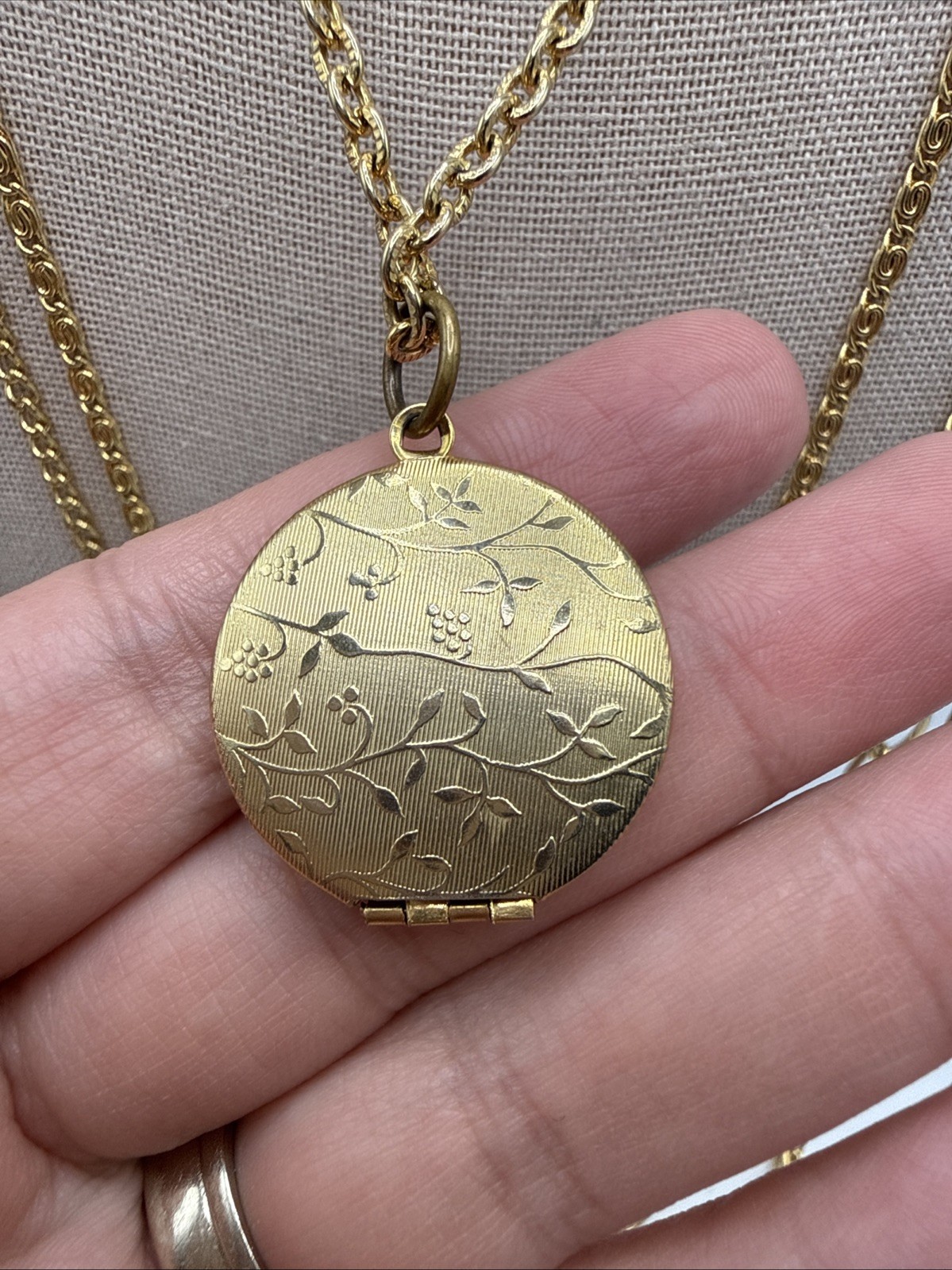 Vintage Multi Chain Layered Photo Locket Waterfall Necklace