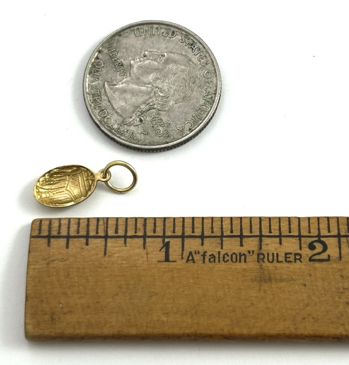 Vintage Scarab Charm Pendant Vintage Jewelry Egyptian Beetle Brass Metal Charm