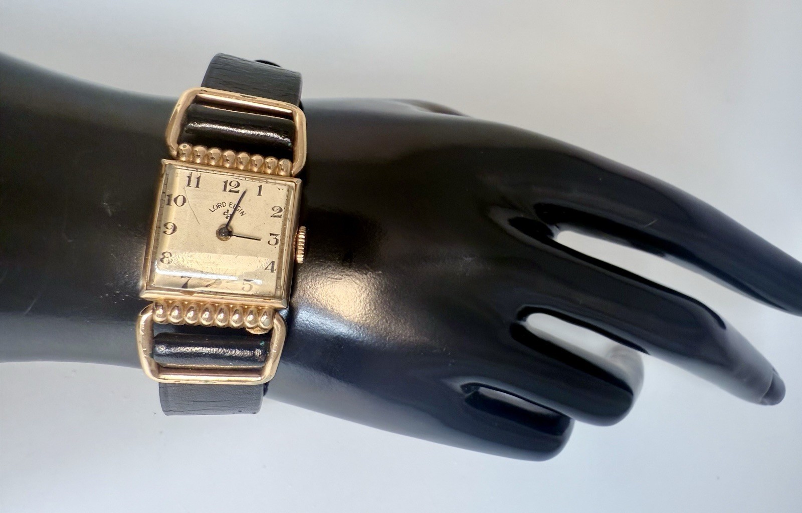 Vintage Lord Elgin Drivers Fancy Case Champagne Dial Watch! (It Works).