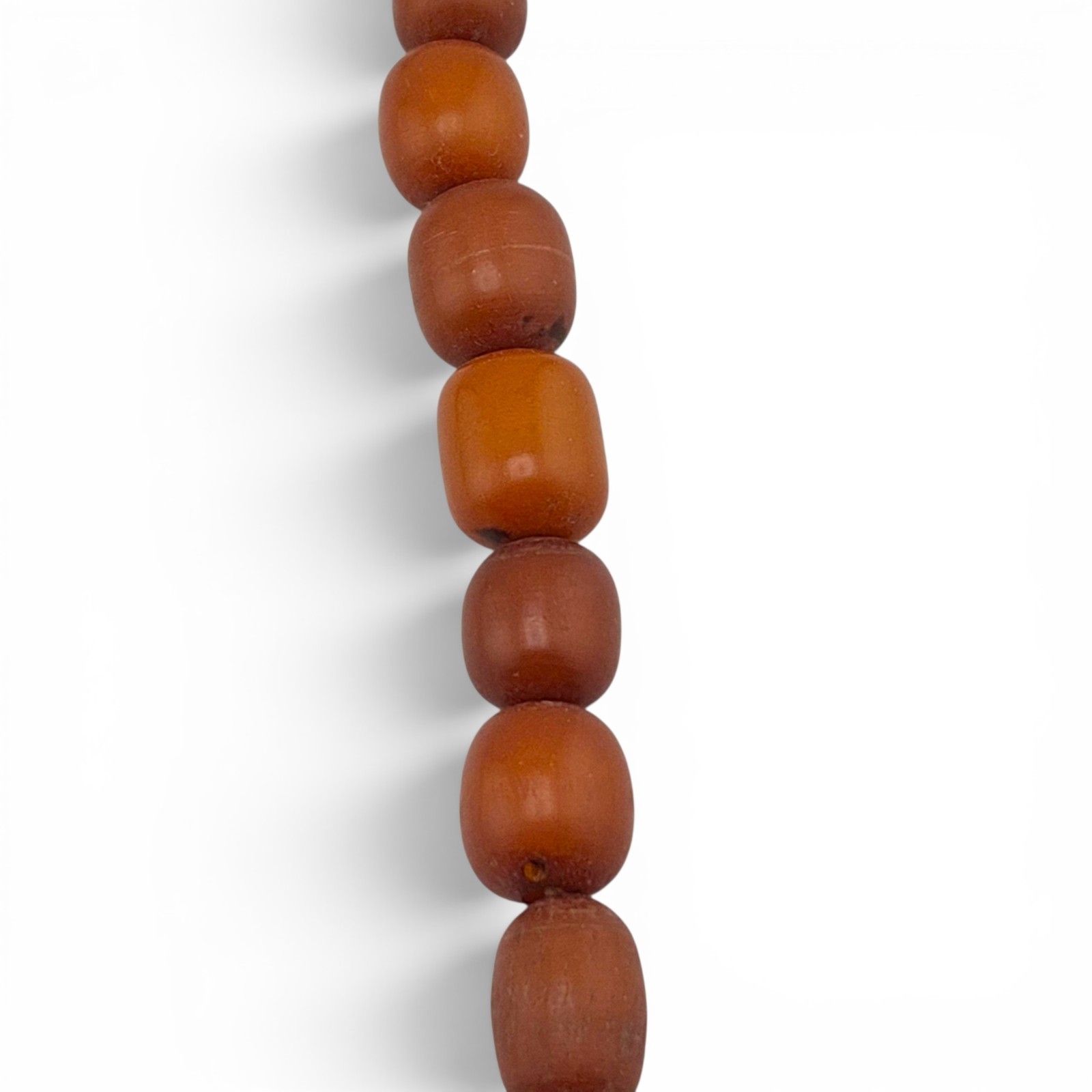 Vintage Natural Sumatran Amber Bead Necklace 49.83g Graduated Barrel Strand