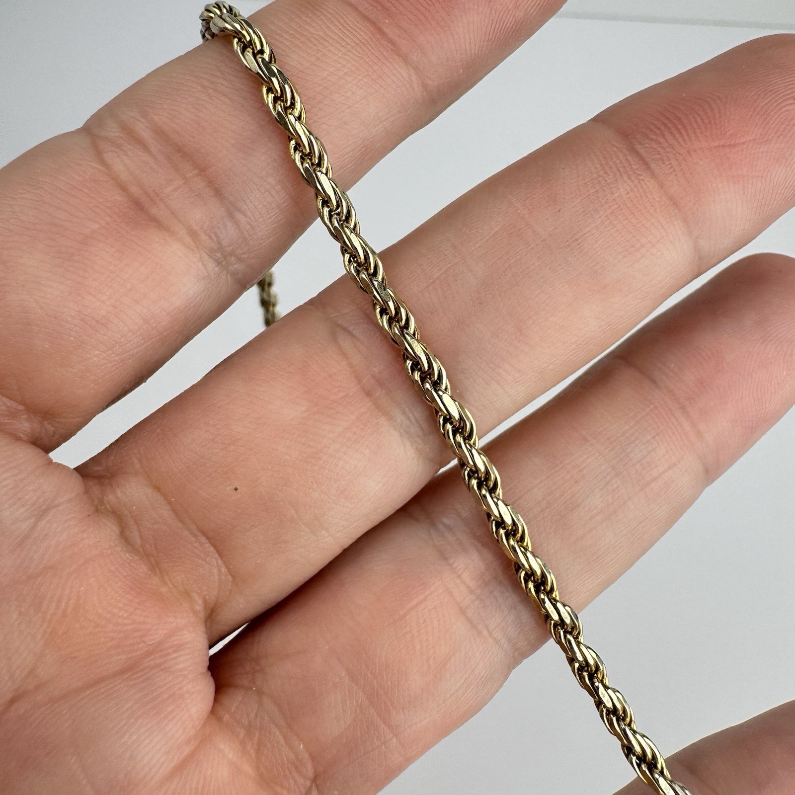 Vintage HCT Italy Gold Plated Sterling Silver Twisted Rope Chain Bracelet 7.75”