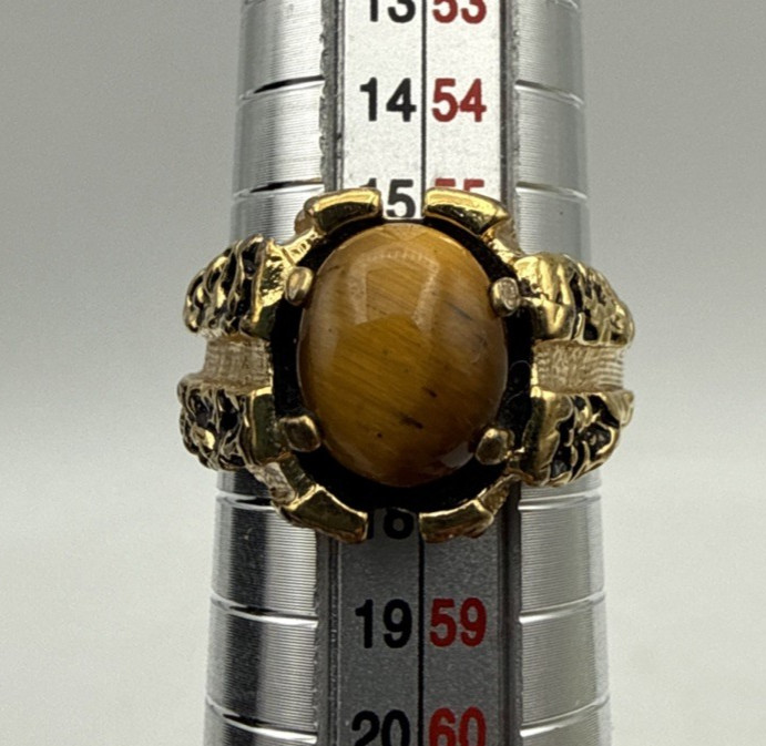 Vintage Statement Ring Tiger’s Eye Cobochon Size 8