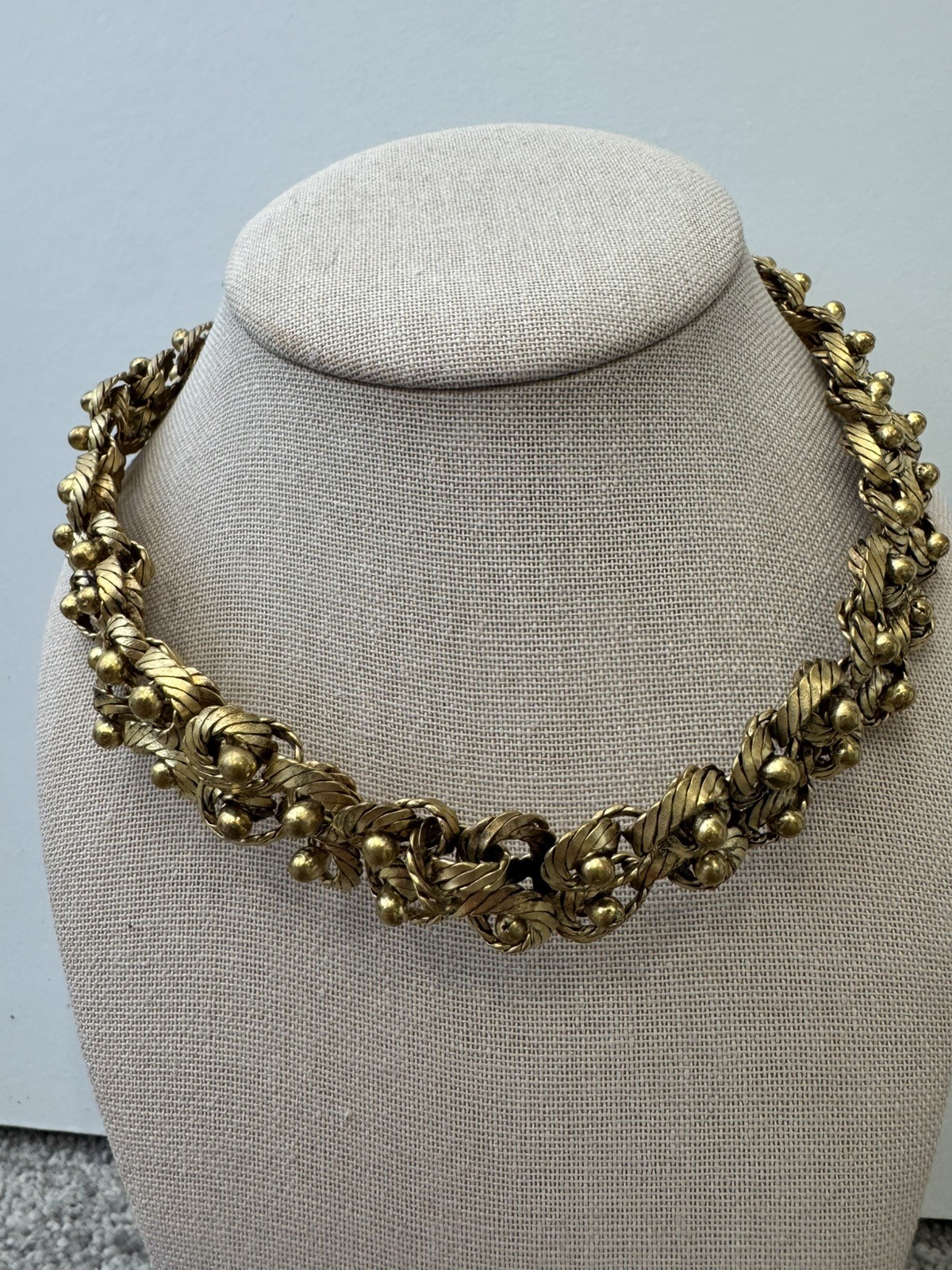Vintage Gold Tone Twisted Rope Chain Statement Necklace Chunky 16.5”