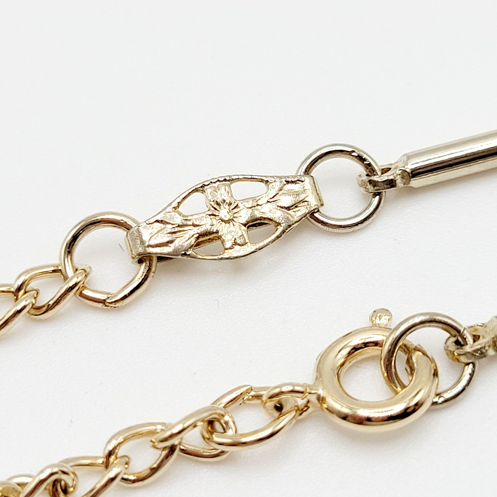 Classic Tubular Bar Elongated Links Shiny Gold Tone Vintage Necklace 19.5 inch