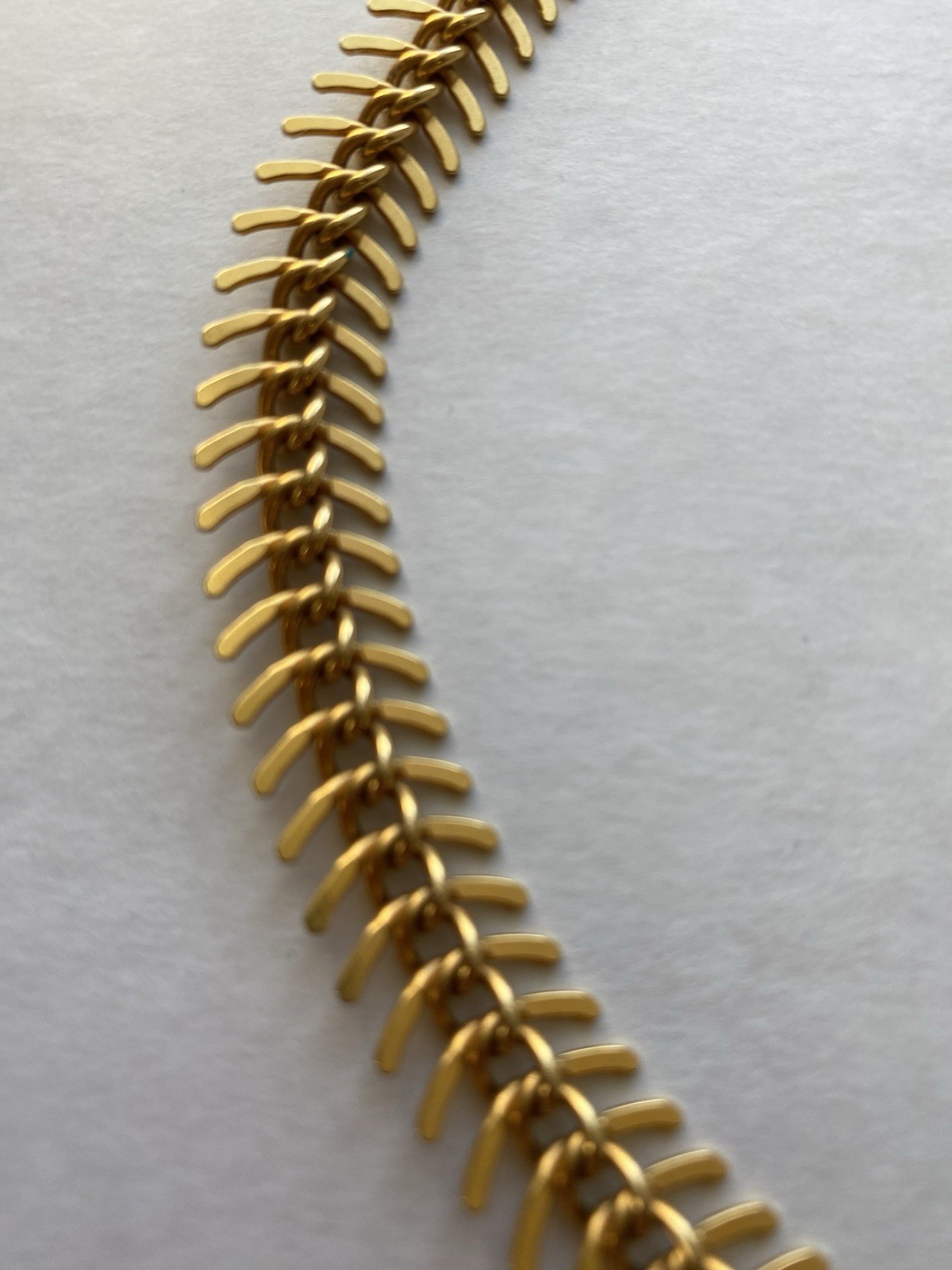 Vtg MDM Maison De Mode Fish Bone FishHead Necklace Gold Tone 16” Mermaidcore