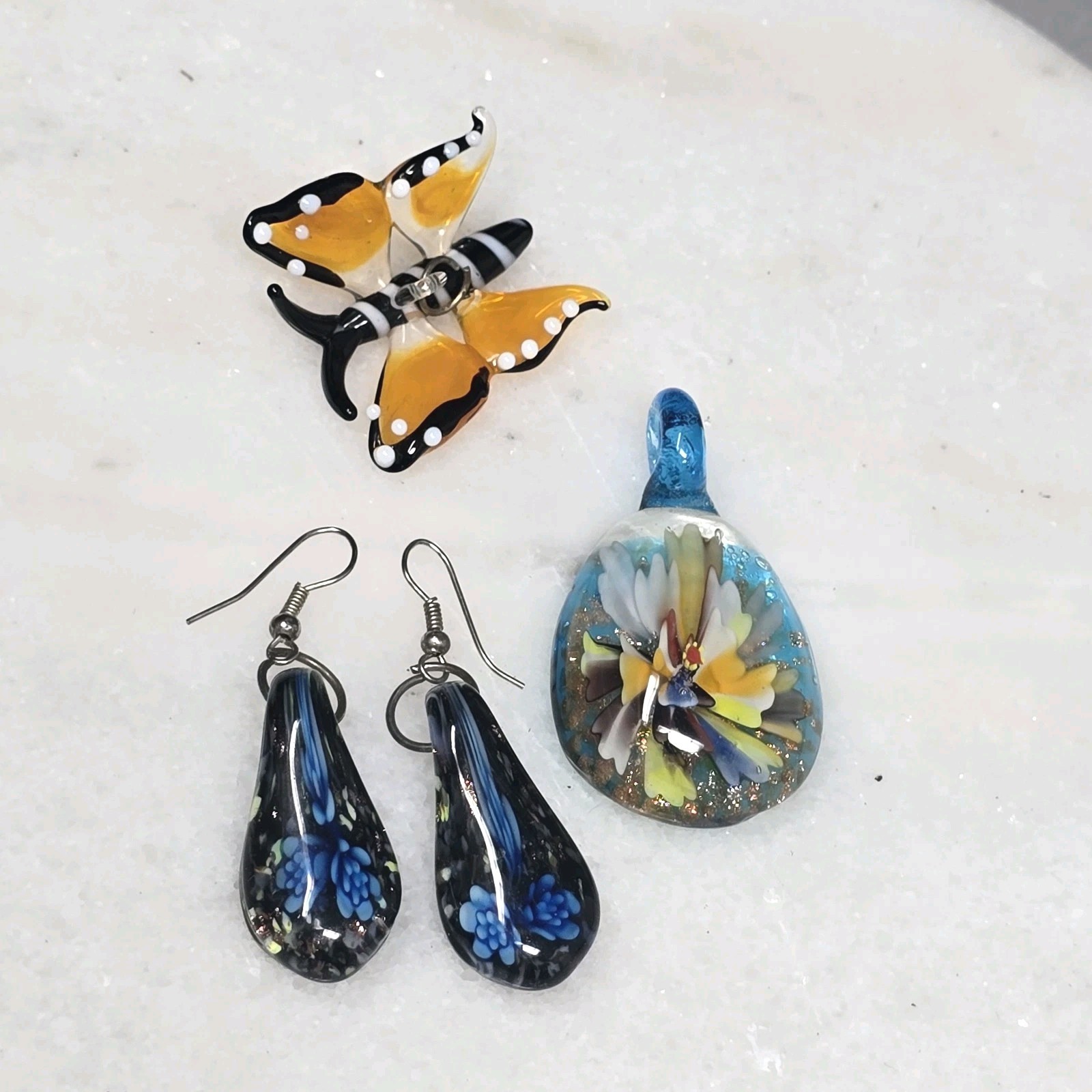 Glass Pendants Earrings Lot Murano Butterfly Re-seller Keep Some Give Some