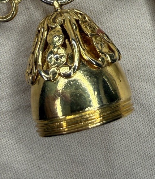 Vintage Multiple Charm Gold Tone Pendant With Some Wear On Gold Tone