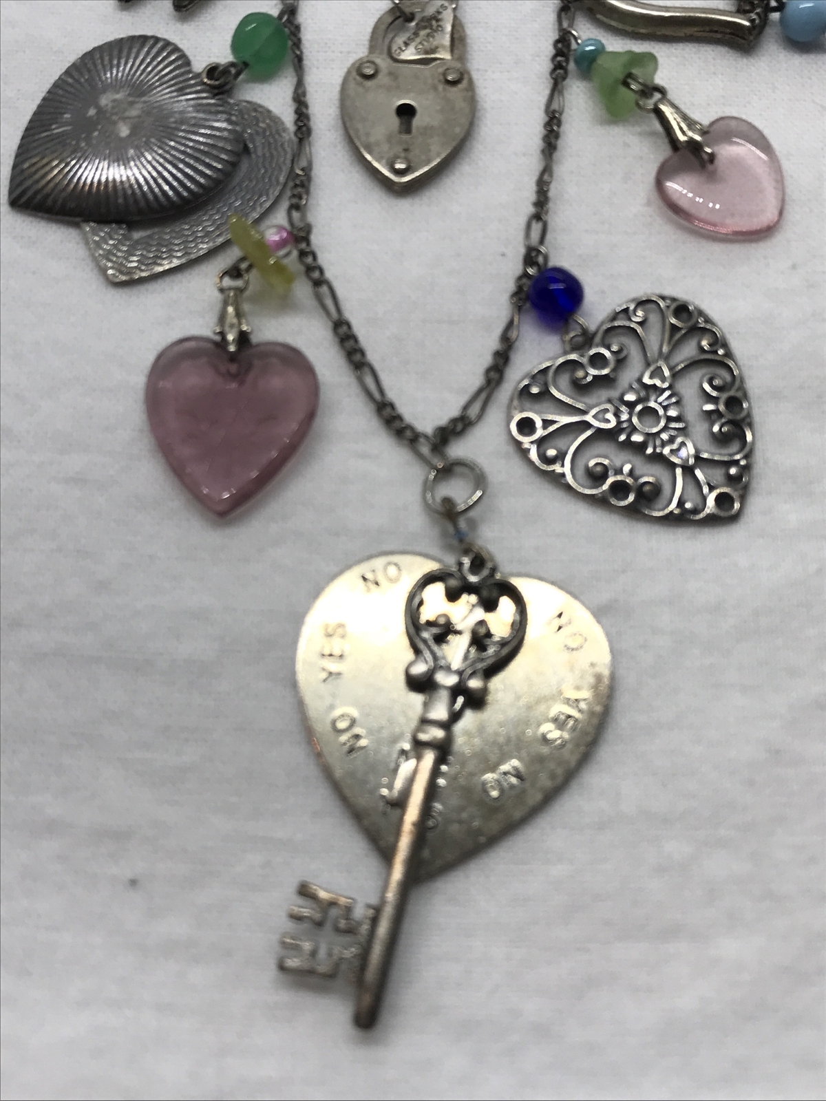 Vintage Glass Works Studio Glass & Silver Charms in Multi Colors Necklace 12